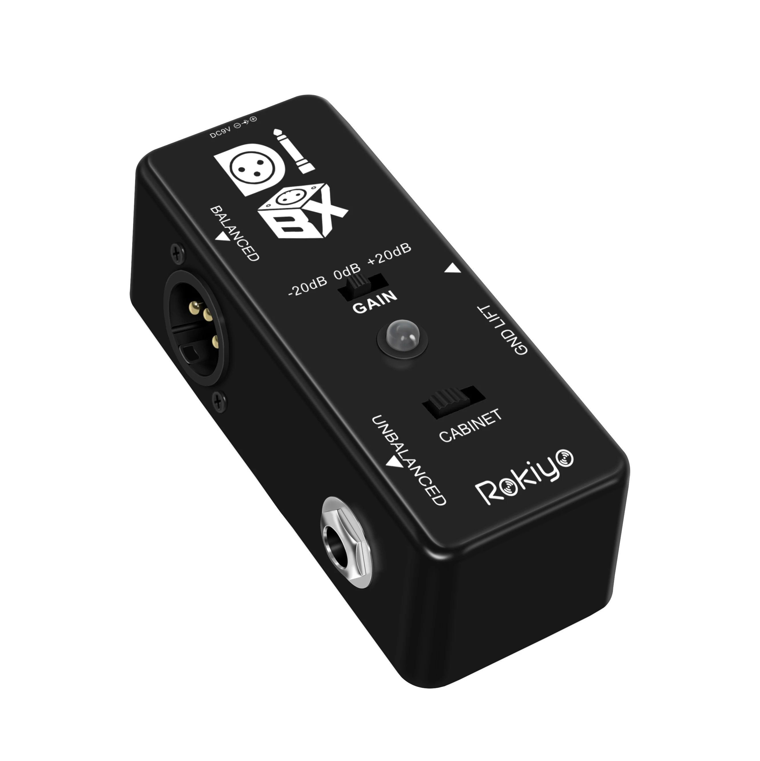 Rokiyo DI Box Direct Input Box Guitar Bass Effect Pedal Low Distortion Balanced/Unbalanced Switch Cabinet Simulation Stombox