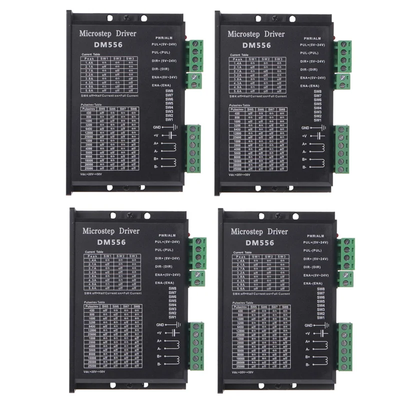 T35C 4X Digital Stepper Driver, Dm556 Progressive Motor Driver Is Suitable For Nema 23, Nema 24 And Nema34 Stepper Motors