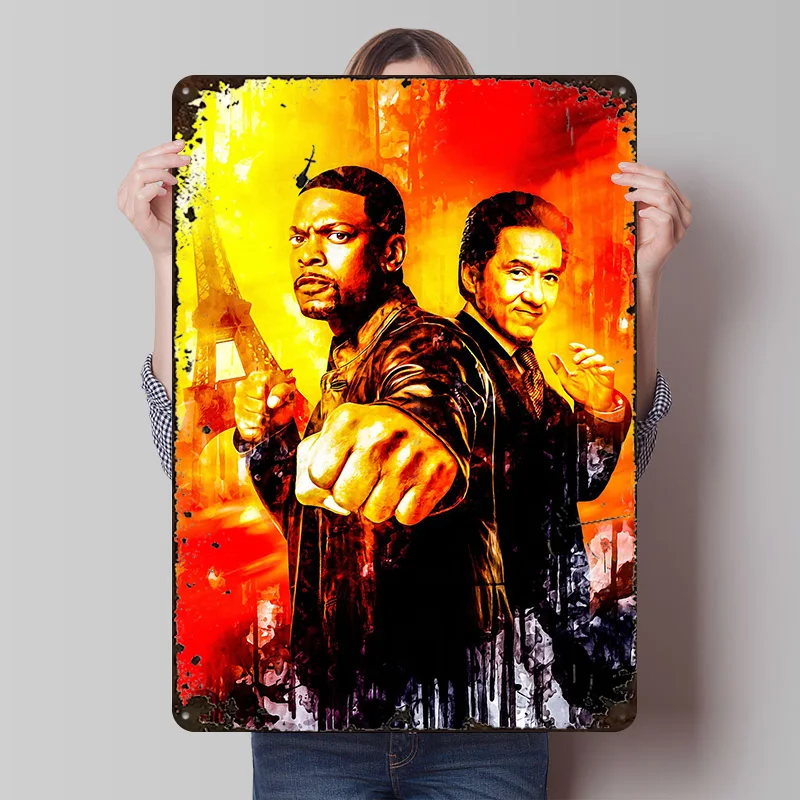 Rush Hour 3 Metallposter Individualisierte Wandkunst Retro Vintage Metallschilder für Männerhöhle Innenausstattung Wohnkultur Raumdekoration