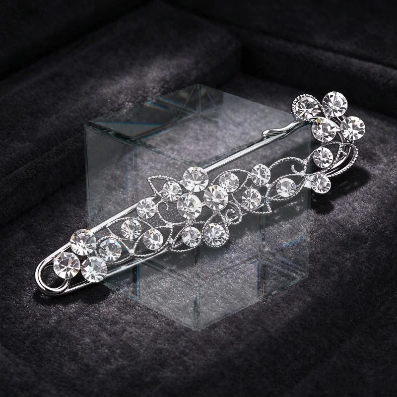Inlaid Crystal Rhinestone Brooch Hijab Pins for Man Women Suit Scarf Flower Brooch Pin Jewelry Gift