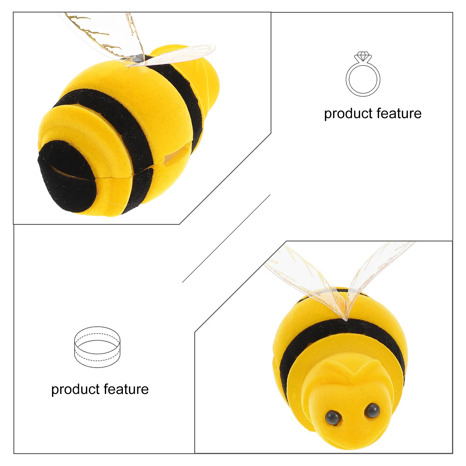 Small Animals Bee Jewelry Box Toy Ring Earrings Storage Case Pvc Trinket Dish with Lid