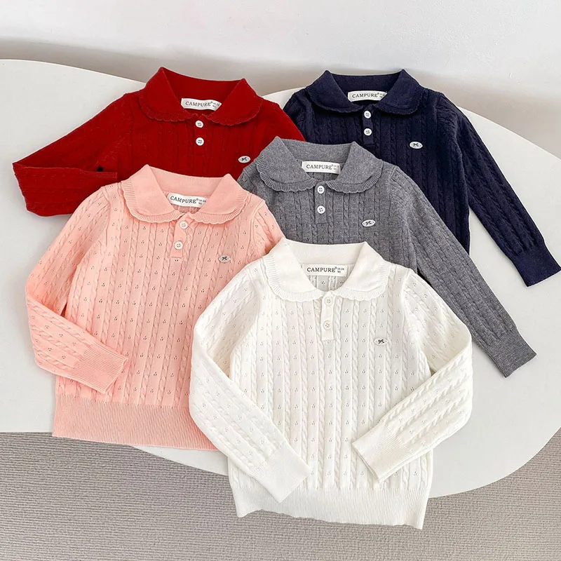 MILANCEL New Autumn Kids Sweater 18M-8Y Warm Solid Color Girls Knitwear Loose Ventilate Versatile Children Clothes Boys Tops