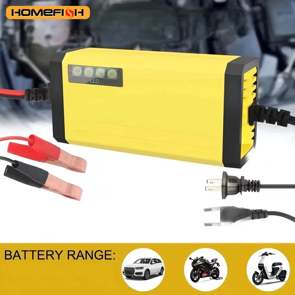 12V 2A Car Battery Charger 220V Power Puls Repair Charger Wet Dry Lead Acid Battery LED Display Moto Truck Battery Charger