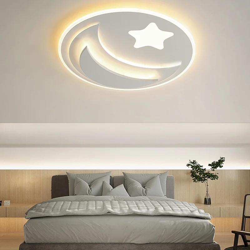 

Moon & Star Metal Dimmable Led Ceiling Lights By Remote Control Nordic Bedroom Ceiling Lamp For Child Modern Led Luminarias Lamp