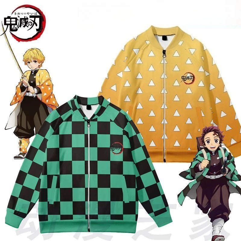 

Demon Slayer Baseball Jacket - Oversized Streetwear Coat with Zipper, Anime Series Loose Fit Warm Outerwear for Men, Unisex Gift