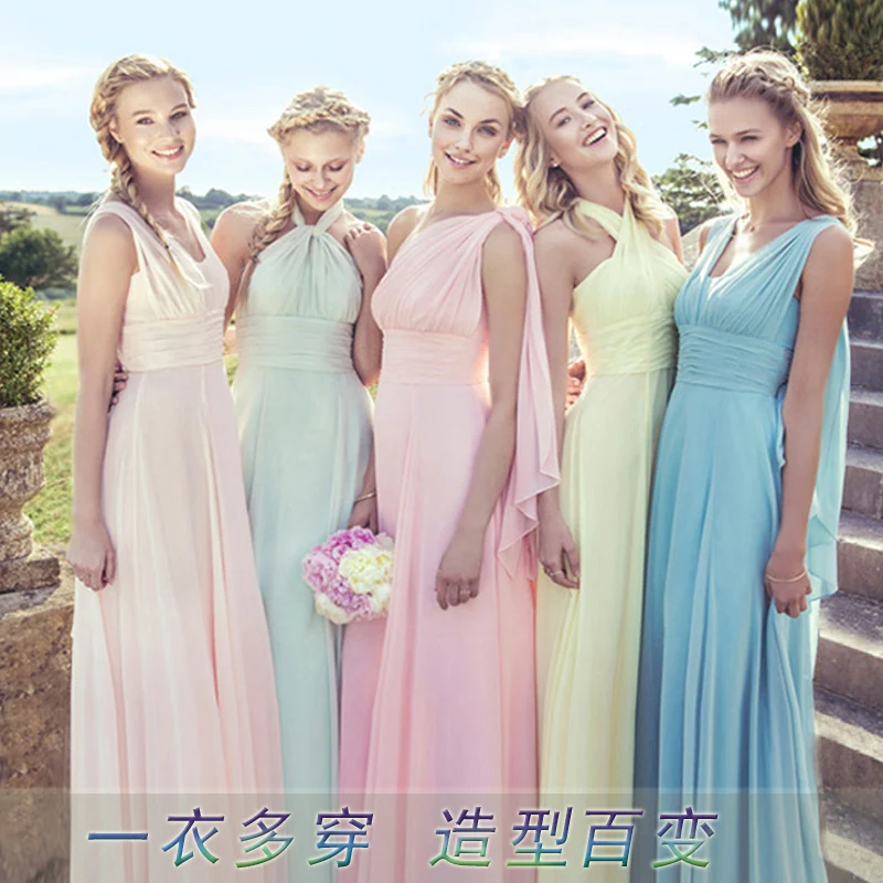 DIY Custom Made Chiffon Bridesmaid Dresses Girl A-Line Yellow Green Pink Champagne Blue Graduation Gown Wedding Party Dress