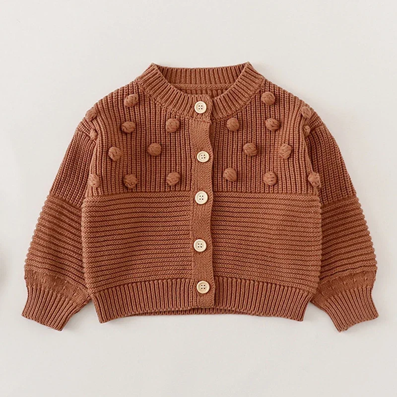 2025 New Autumn Children Clothes Newborn Baby Girls Sweater Coat Long Sleeved Solid Color Infant Baby Girls Knitting Cardigan