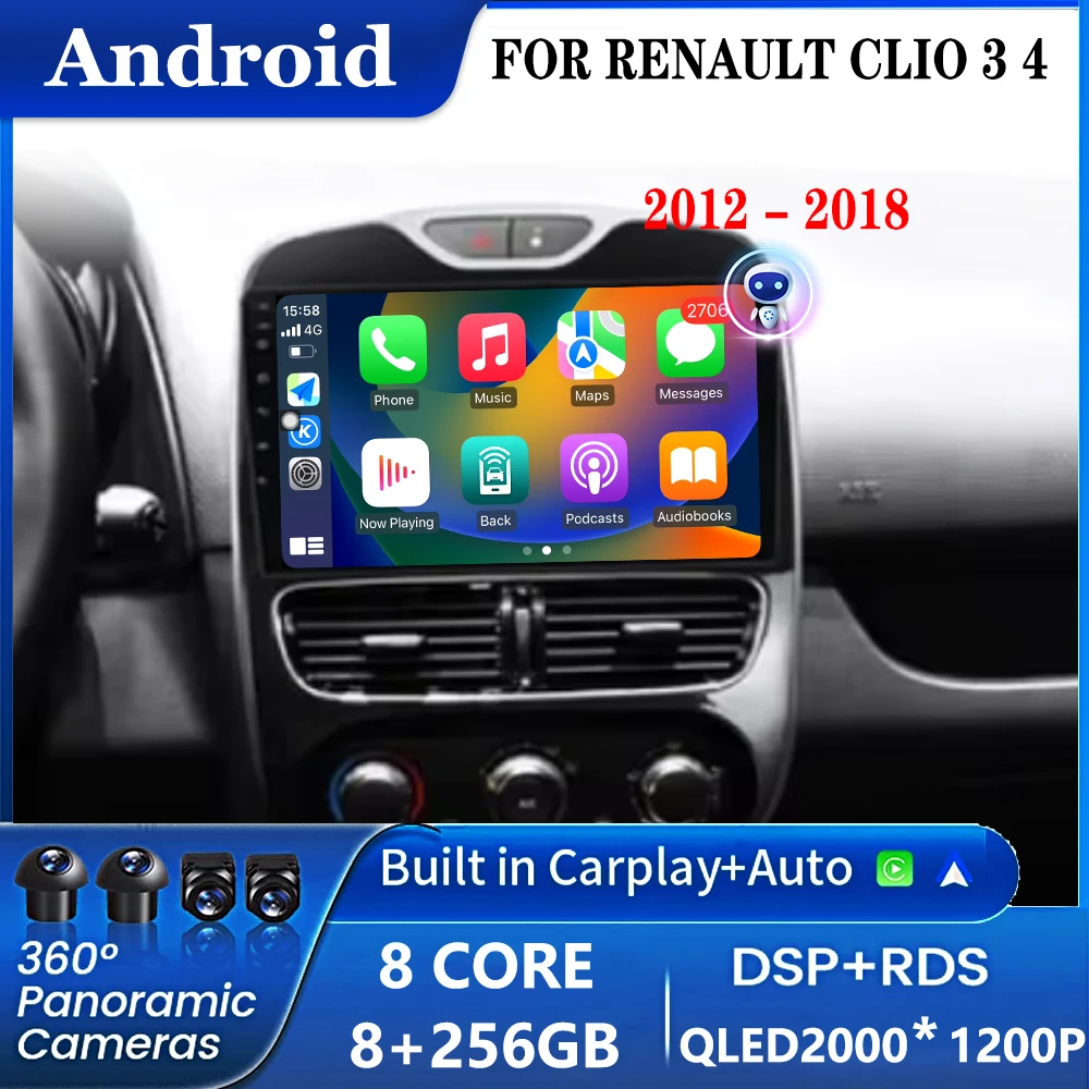 

For Renault Clio 3 4 2012 - 2015 2016 - 2018 Multimedia Player Stereo Audio Android 14 Auto Carplay Car Radio Video