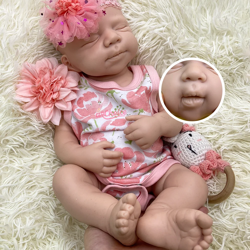 Bocca aperta 20 "Molle Del Silicone Reborn Baby Doll Realistico Ponderato Neonato Pascale Dormire Ragazza/Bambino Non Verniciato Bebe Da Collezione