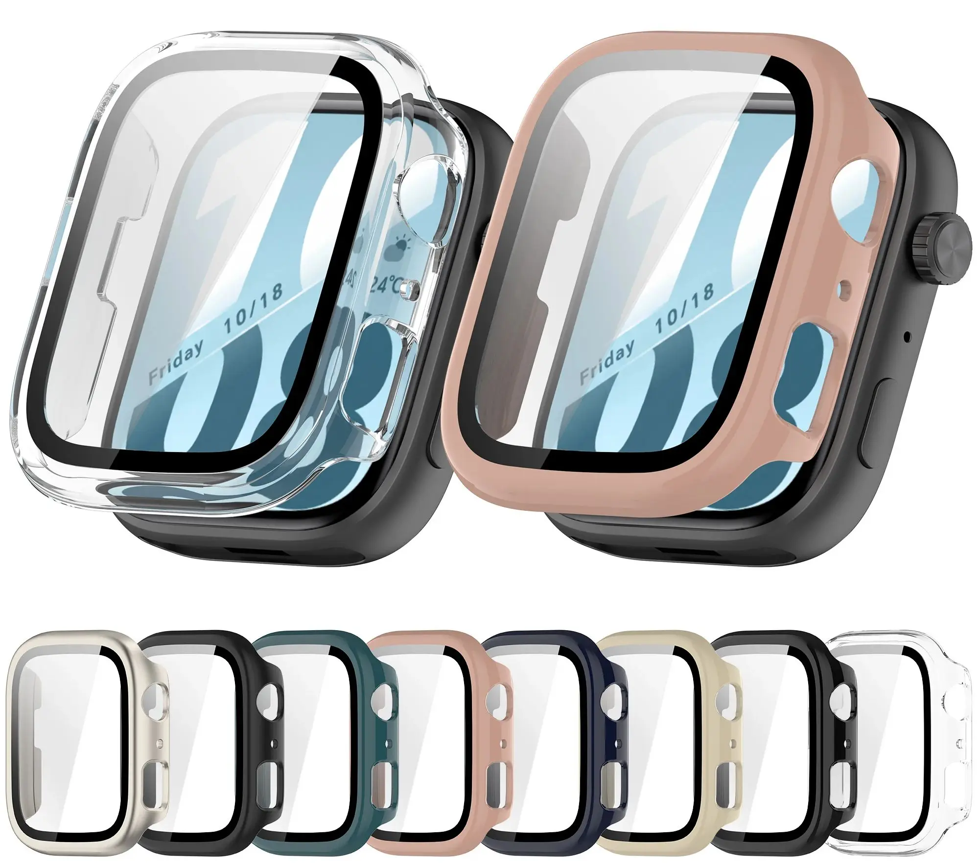 2-in-1 PC-Vollschutzhülle für Honor Watch X5i, Glas-Smart-Screen-Schutzfolie, Hartschalen-Bumper-Rahmenhülle mit Schutzfolie