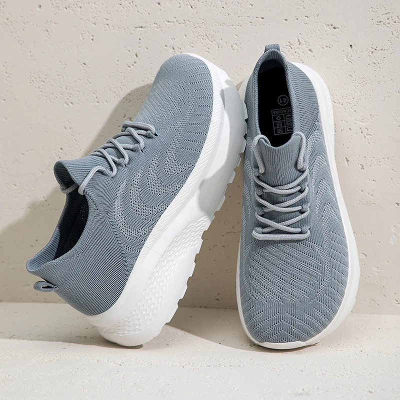 

High Elasticity Mesh Running Shoe Men Wide Fit Original Lace-up Sock Shoes Cushioning Comfortable Gym athletic training Shoe