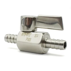 Mini Robinet à Bille en Acier Inoxydable 304 de Qualité Sanitaire, Micro-Valve à Joint de Peau de Tuyau, Gaz, Eau, Huile, 7mm, 8mm, 10mm, 12mm