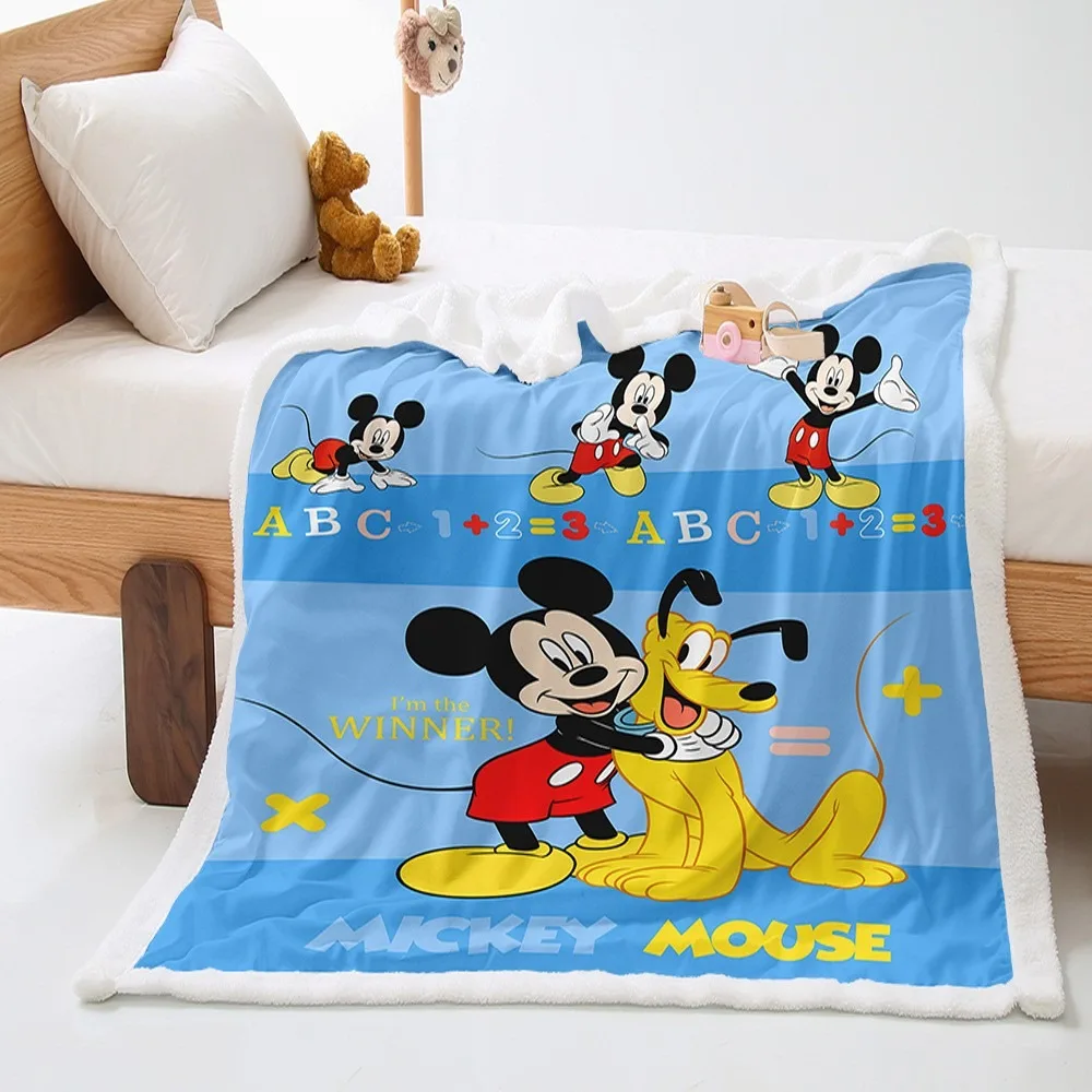 Disney Mickey Minnie Blanket Thickened Sherpa Blanket Breathable Warm Throw Blankets For Bedding Travel Bedroom Soft Throws