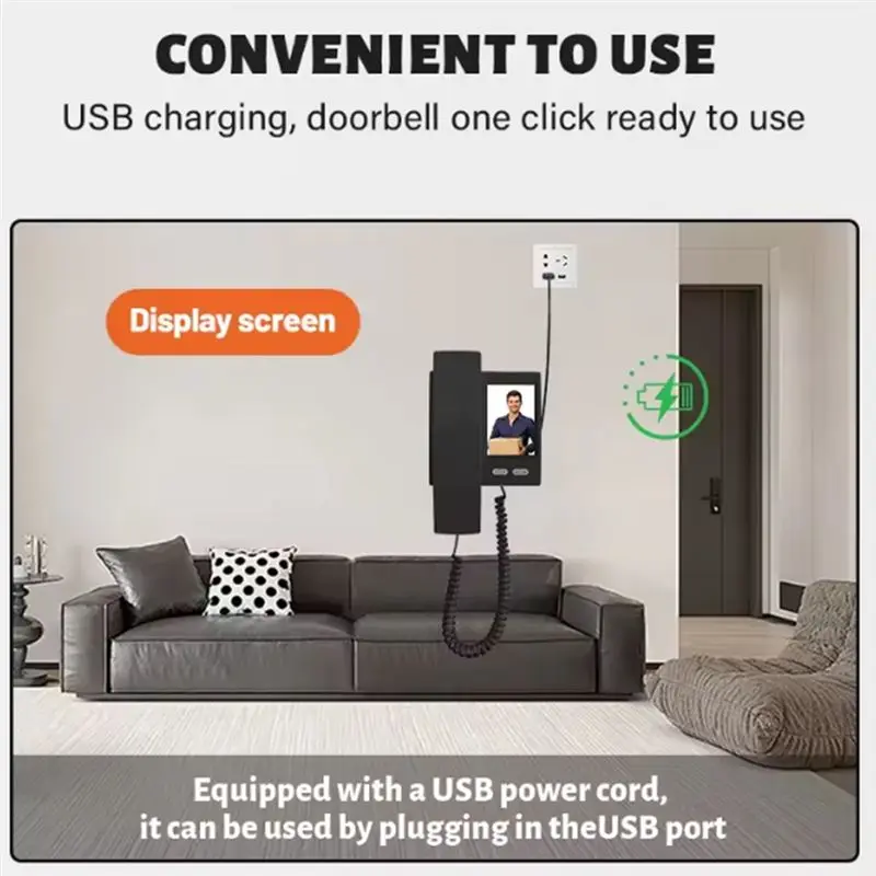Диалог ABSU Дверной звонок Инфракрасное ночное видение 3,5-дюймовый IPS-экран Дверная камера Полный угол обзора Беспроводной домофон