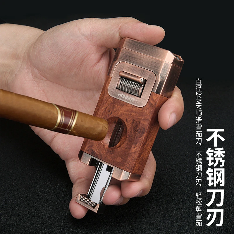 Baicheng 2024 New Men's High-end Cigar Special Windproof Lighter for Cigarette Ignition, Double Flame Direct Business Igniter