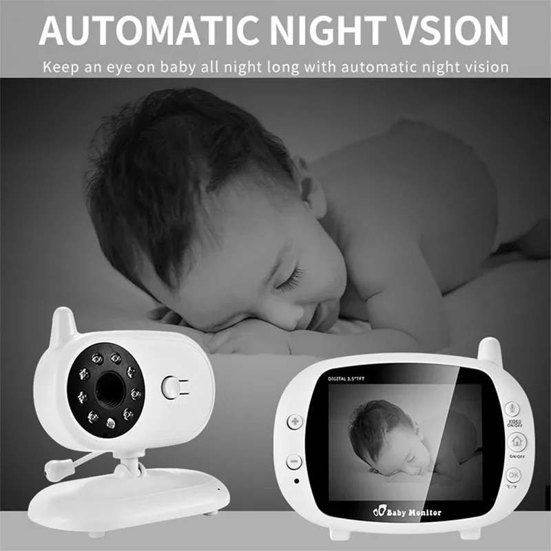 Smart  Talk Back Battery Security Nanny Wireless Camera Portable 3.5 Inch Video Baby Monitor Automatic Night Vision 960P