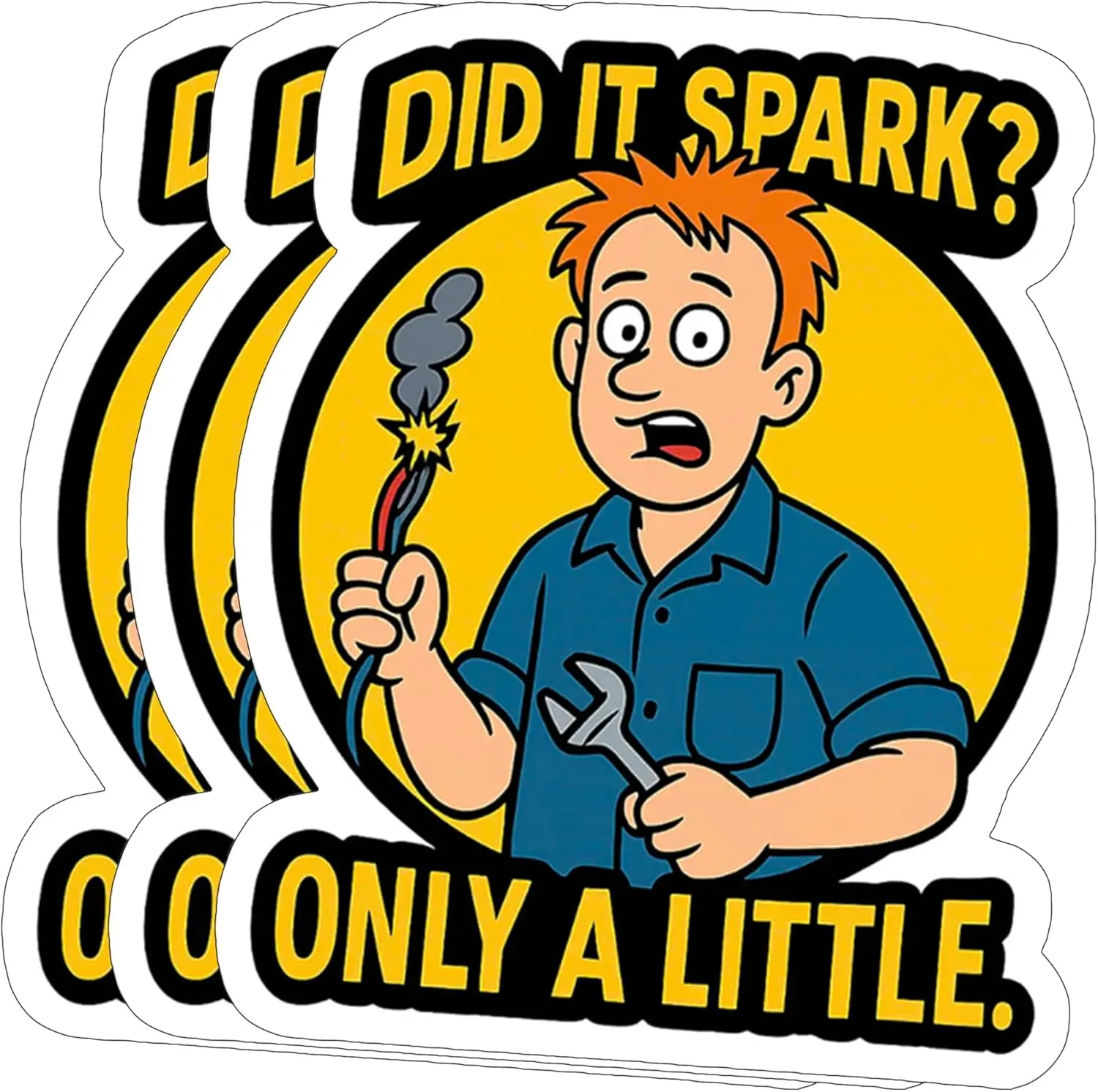 3 قطع من ملصقات الكهربائي المضحكة - هل قضيت شرارة؟ فقط قليلا. - شارات فينيل مقاومة للماء لصندوق الأدوات وأجهزة الكمبيوتر المحمولة وزجاجات المياه #2