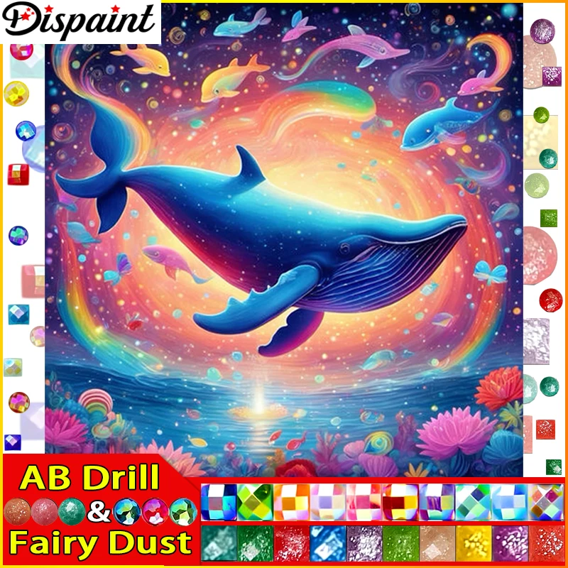 Embroidery Whale - Dispaint fée poussière AB carré/rond perceuse
