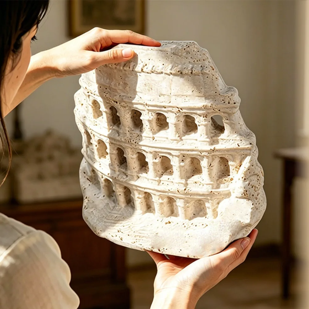 European Retro Architectural Sculpture Ornaments Marble Ornaments Material Colosseum Cave Stone Texture Living Room Decoration
