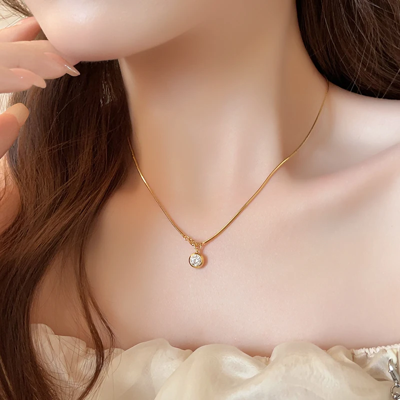 بسيطة الذهب اللون سلسلة التعميم الزركون قلادة قلادة الأزياء والمجوهرات للنساء مثير الترقوة سلسلة العصرية الملحقات #2