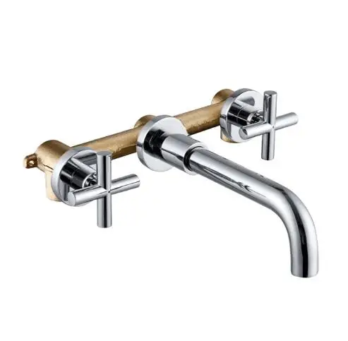 Robinetterie chaude et froide, ensemble de robinets de lavabo mural, robinet de salle de bains avec Double levier en noir mat/poli 7 couleurs