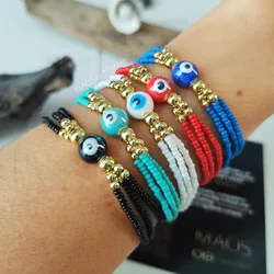 Go2boho Multilayer Evil Eye Seed Bead Bracelets Stylish Boho Jewelry for Women Perfect for Summer Fashion and Beach Designs