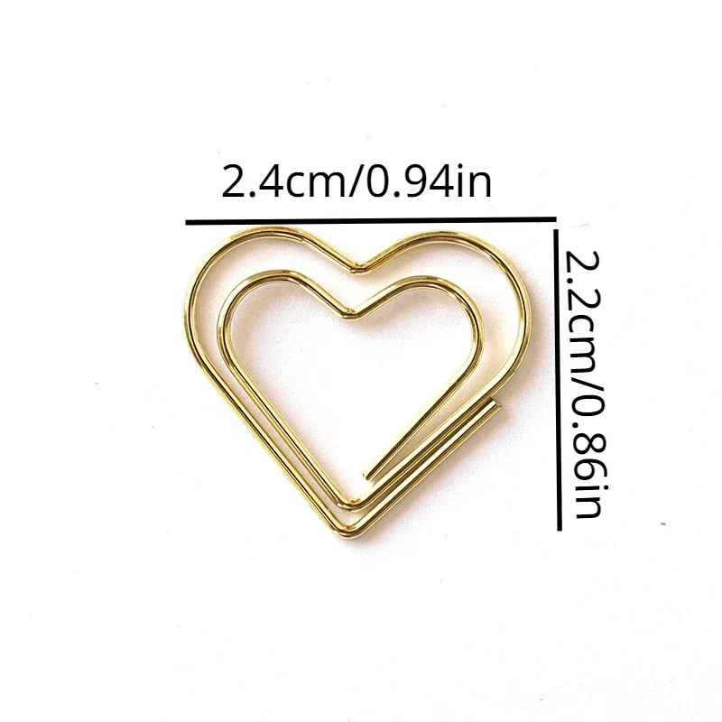 Juego de Clips de papel de corazones de Metal, Mini Clip de carpeta, marcapáginas, libro, BindingNote, decoración, papelería, escuela, oficina, suministros de encuadernación, 50 unids/set