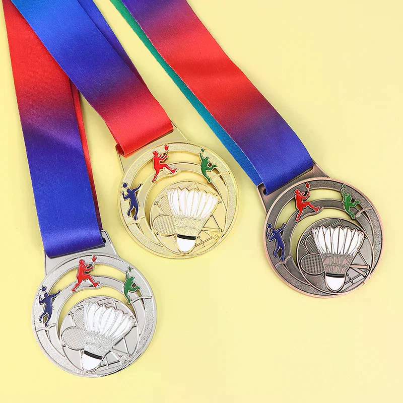 1Pc Metalen Badminton Award Medailles Met Neklint Goud Zilver Brons Prijzen Award Medaille Voor Kinderen Sport Competitie Games