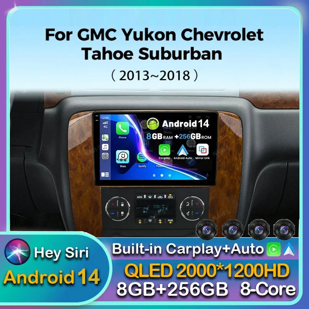 

Android 14 Carplay Car Radio For GMC Yukon Chevrolet Tahoe Suburban 2007-2012 Multimedia GPS Video Player Stereo 2din Head Unit