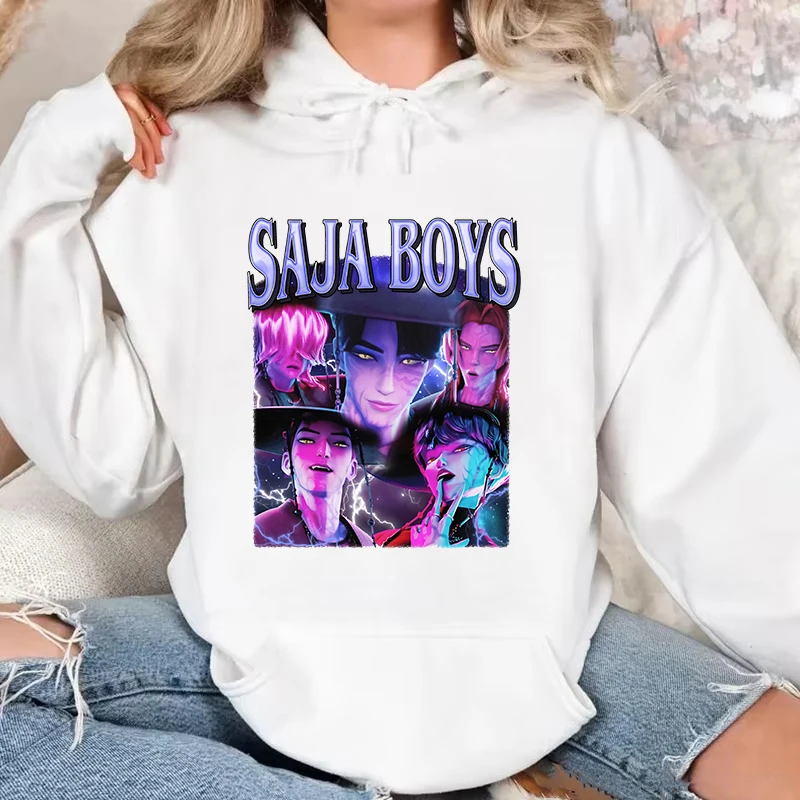 

Kpop Demon Hunters Saja Boys Printed Long Sleeve Pullover Hoodies Women Men Casual Sweatshirts Autumn Winter Plus Size Outerwear