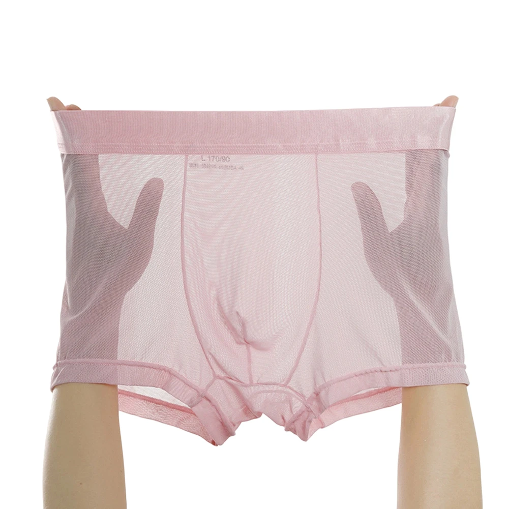 Men Mesh Transparent Boxer Shorts Underwear Low Waist U-shaped Pouch Underpants Mesh Thin Quick Dry Mesh Shorts Boxers