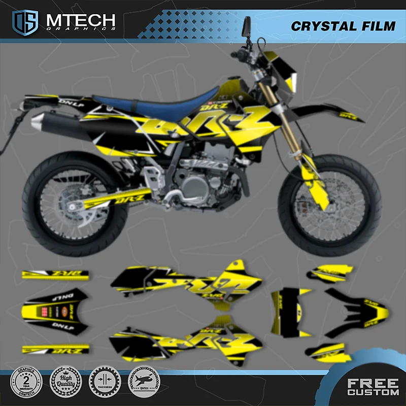 DSMTECH Custom Team Motorcycle Graphic Decals Stickers Kits For SUZUKI DRZ400 SM S E DRZ 400 SM S E 1999-2022 Custom Number 006