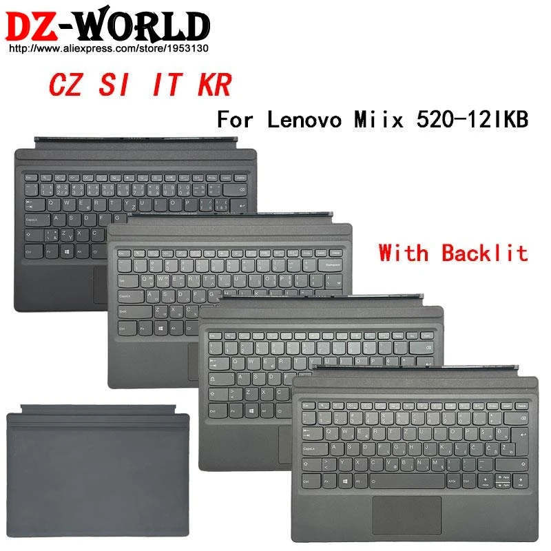 CZ SI IT KR Portable Mini Base Folio Case Backlit Keyboard for Lenovo Miix 520 -12IKB Tablet 5N20N88613 5N20N88589 5N20N88531