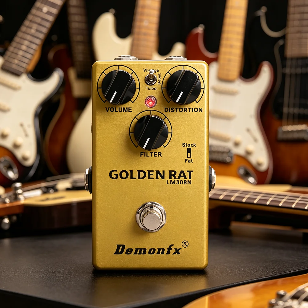 Demonfx GOLDEN RAT Guitar Effect Pedal, Fuzz Distortion Booster, True Bypass, High Quality