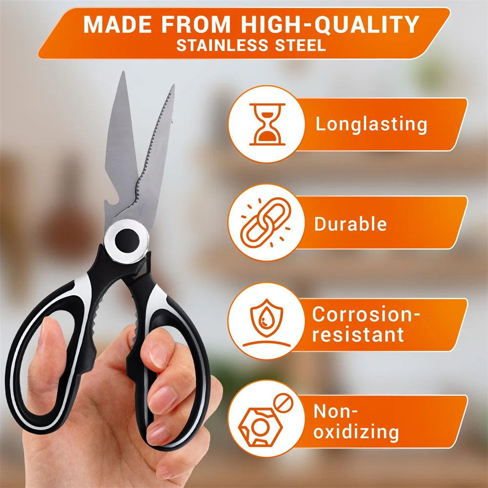 Smart Kitchen Shears with Cover Scissors Kitchen Gadgets Utility Heavy Duty Stainless Steel Kitchen Scissors