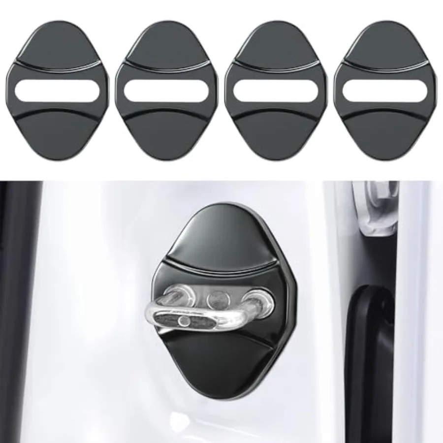 

4 Pcs Car Door Lock Latches Covers for Jaguar XE XF XEL XFL E-PACE F-PACE Waterproof Stainless Steel Exterior Black Protection