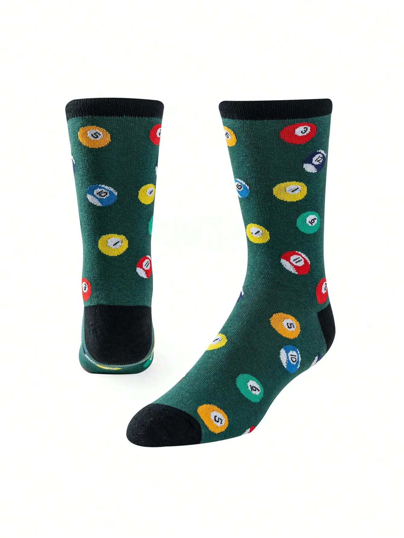 1 Pair of Men's Socks with Creative Billiard Pattern, Cute Socks, Comfortable and Breathable Mid-Calf Socks, Women's Long Socks and Socks, Fun Socks, Crazy Happy Socks