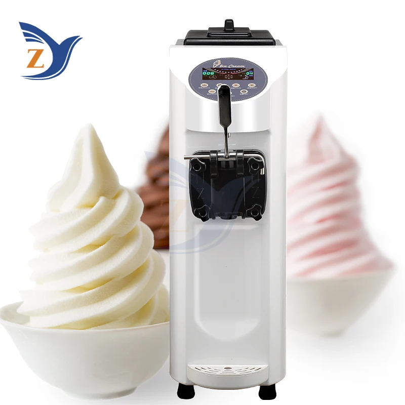 Soft Ice Cream Machine 16L per hour Desktop Screen Single Head  Equipment Puffed Cone Freezing Table Stand Automatic Commercial