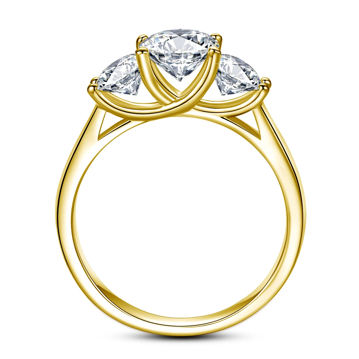 Waterproof 14K Gold Filled Three Stone Wedding Ring D Color Moissanite Luxury Engagement Ring Custom Jewelry Wholesale