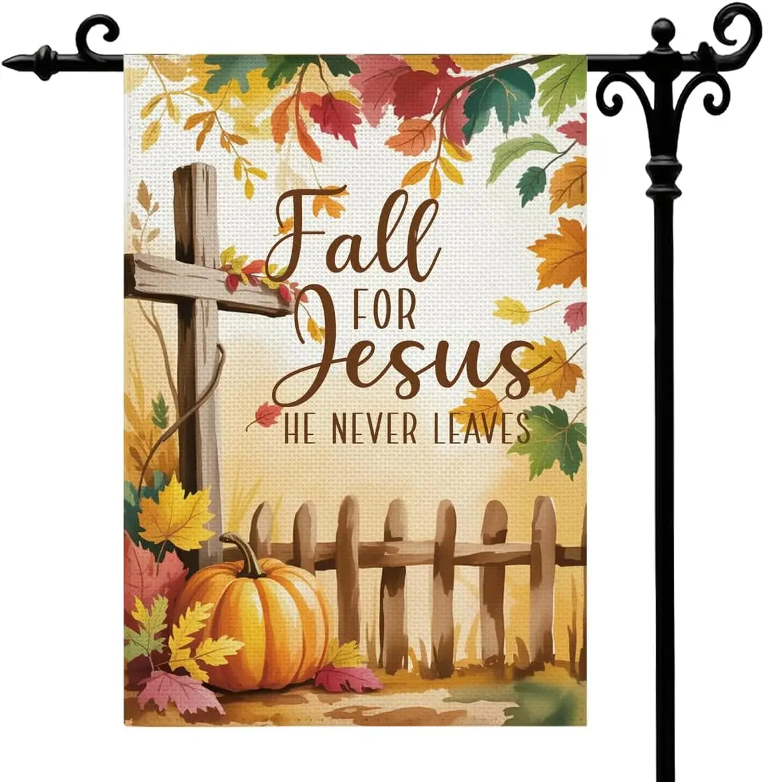 Seasonal Garden Flags Fall For Jesus He Never Leaves Christian Double Sided Decorative Yard Flags For Outside Inspirational  yyi