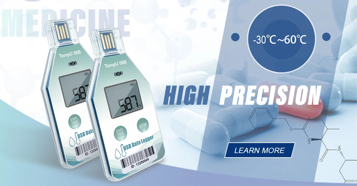 TempU08B USB Temperature Humidity Datalogger High-precision Recorder for Medicine Ferishable and Food Transportation