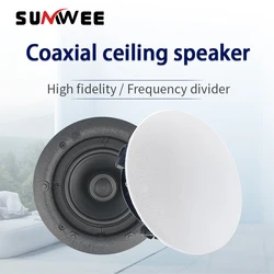 SUMWEE 5.25 Inch 30 Watts Ceiling Speakers Flush Mount Passive Perfect For Office Kitchen Living Room Bathroom 8Ω Speakers