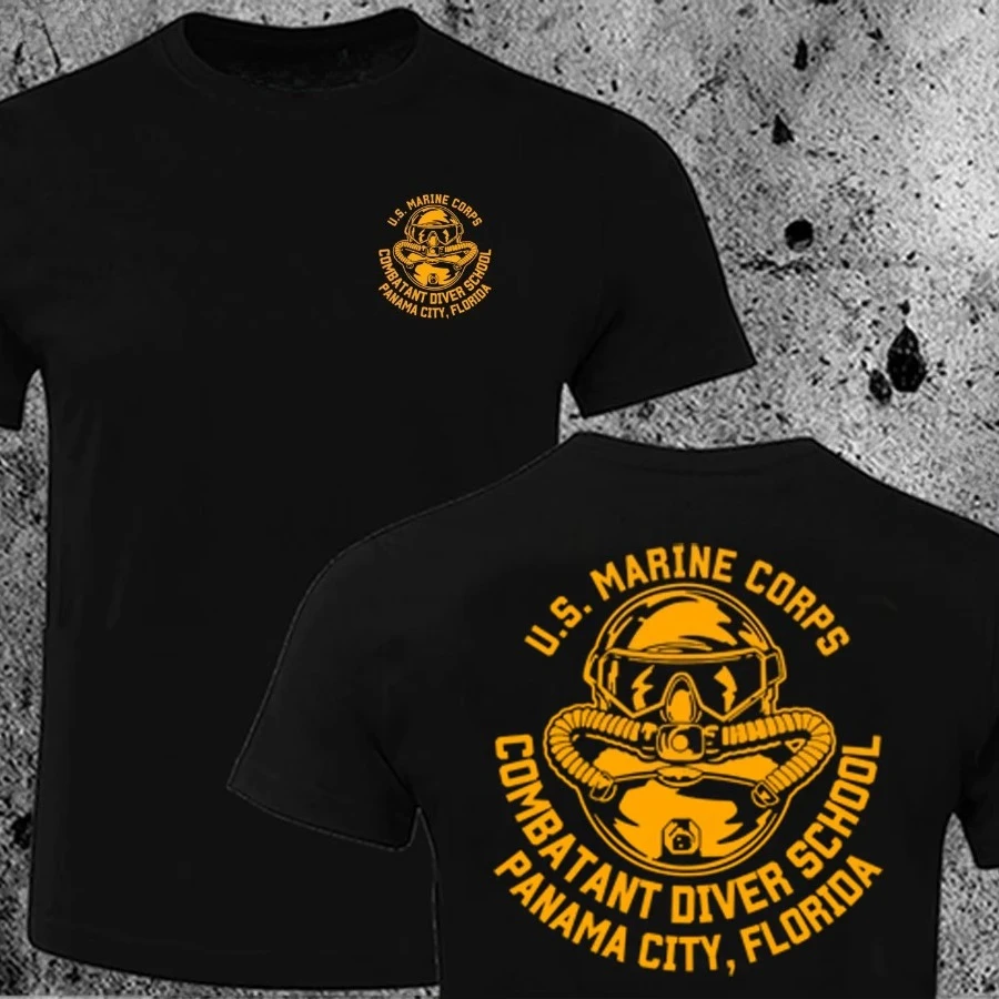 US Marine Corps Special Forces Combat Diver Same Skull Pattern Print Short Sleeve T-Shirt Men's and Women's Casual Top