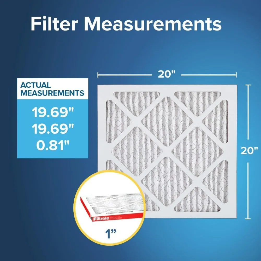 20x20x1 Air Filter MERV 11 MPR 1000 Micro Allergen Defense 4-Pack Pleated Electrostatic AC Furnace 19.69 x 19.69 x 0.81 in