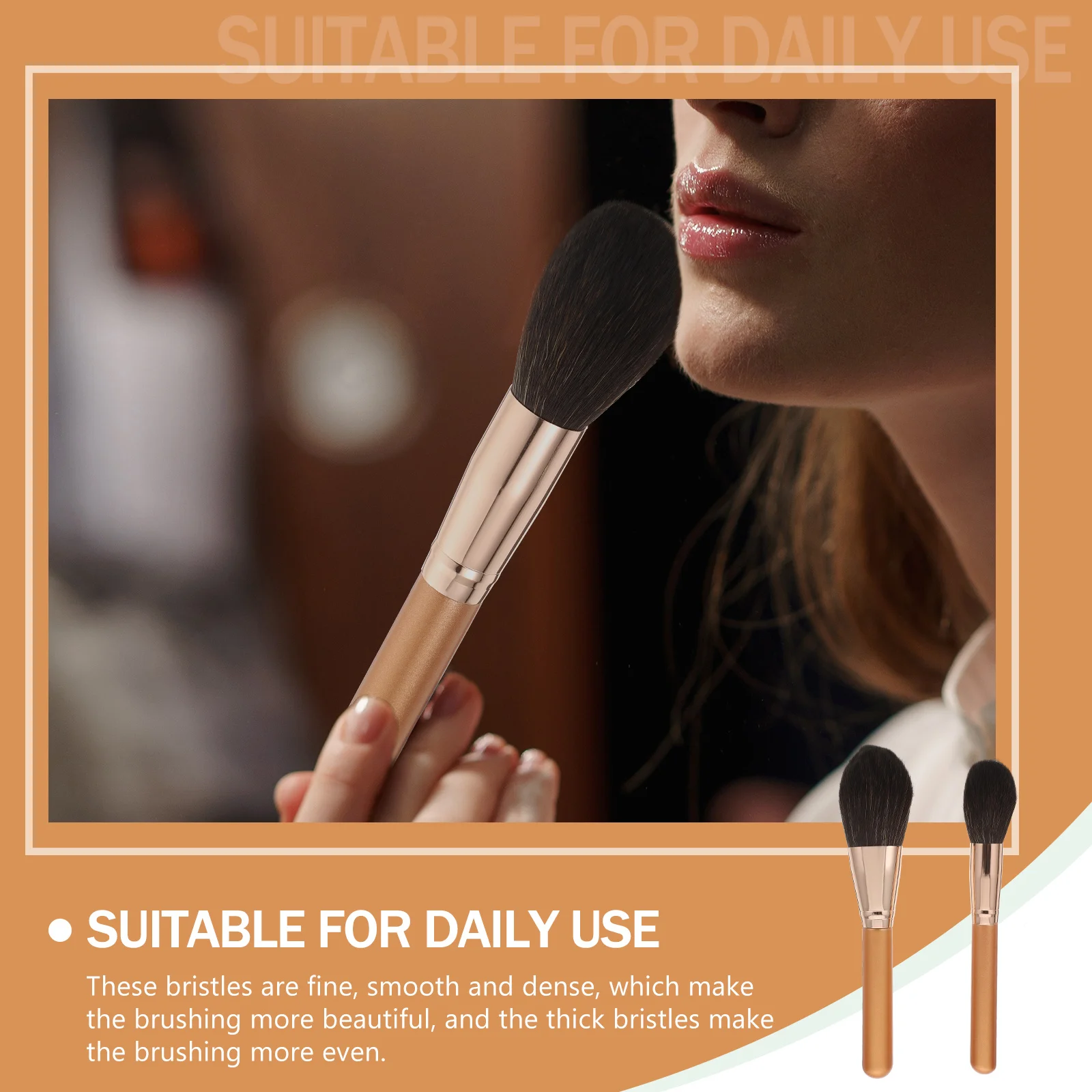 Brosse de fond de teint en poudre à Blush à Double extrémité, 2 pièces, poils ergonomiques haute densité pour maquillage liquide, poudre libre professionnelle pour le visage