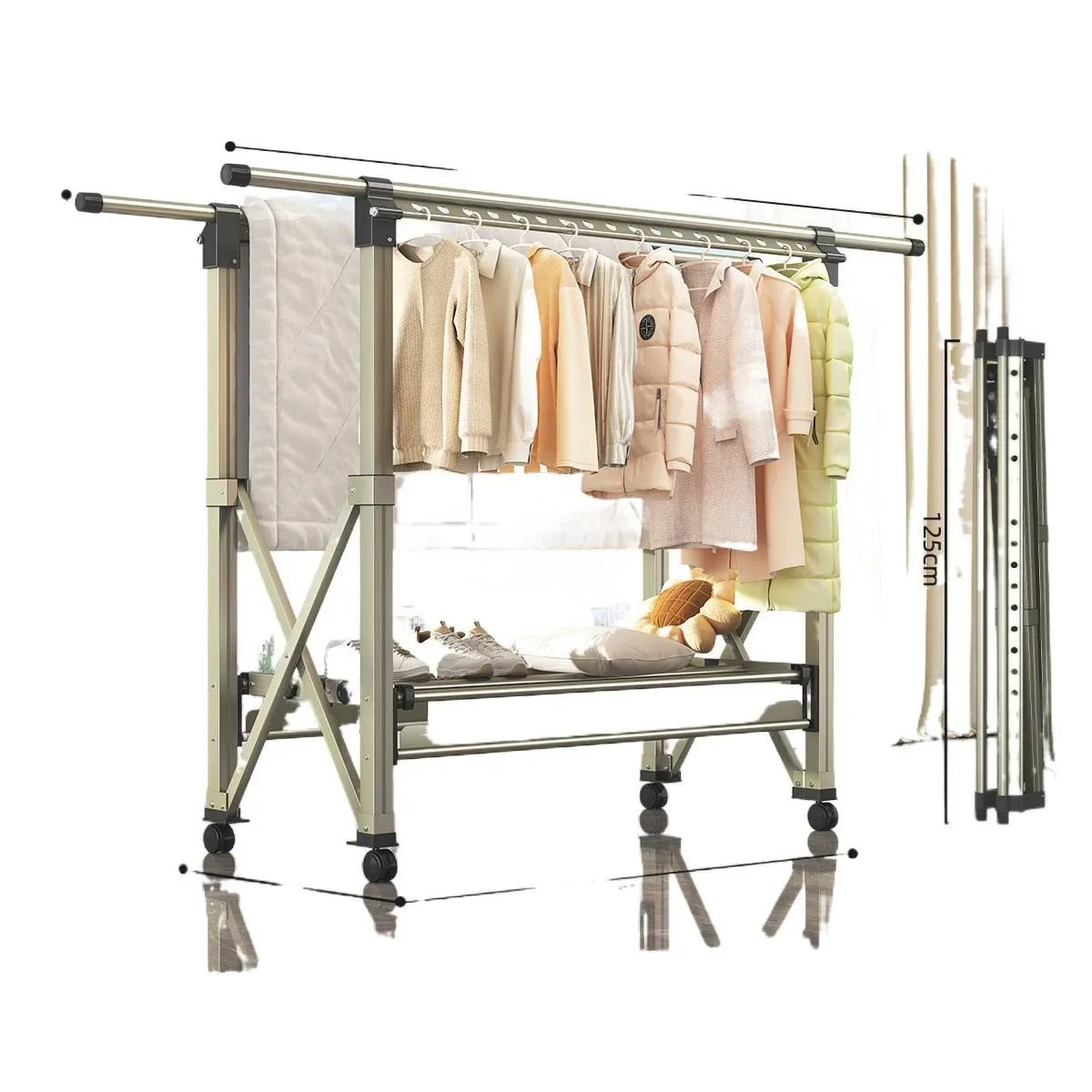

Clothes drying rack, floor, folding, indoor, household, balcony, outdoor, bedroom, quilt drying, lifting