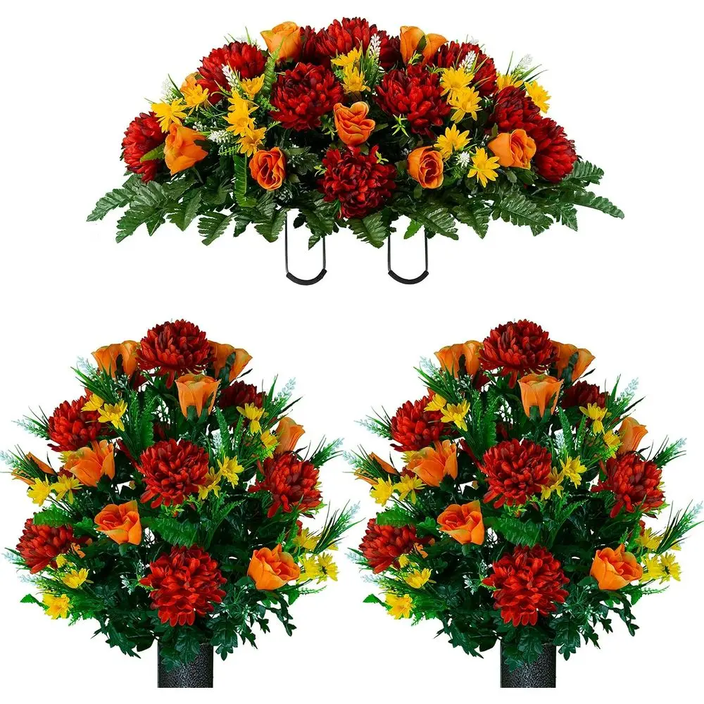 

Artiicial Cemetery lowers – Realistic Vibrant Roses, Outdoor Grave Decorations - Non-Bleed Col, and Easy it - 2 Bury Mum and Ora