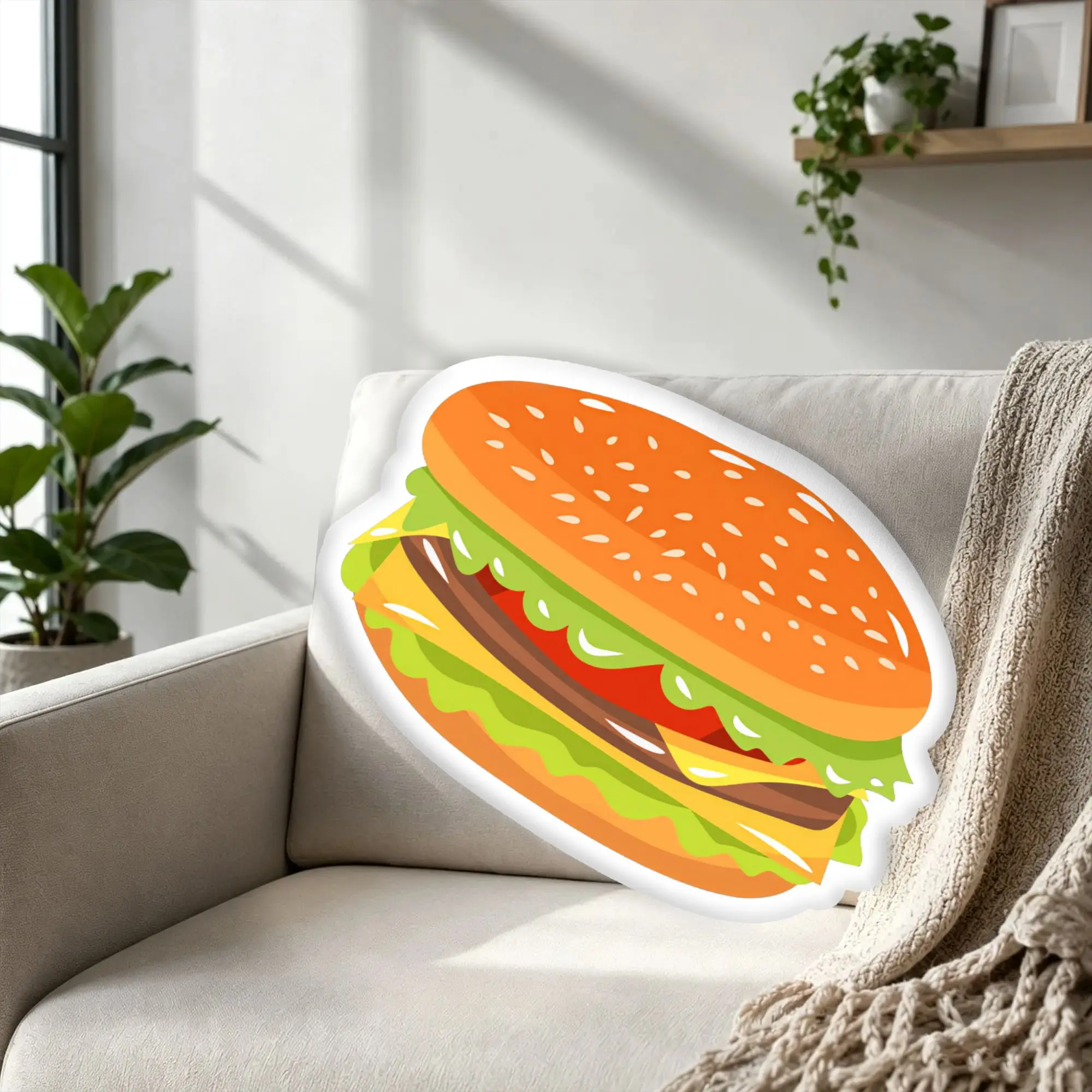 Customized Funny Tasty Hamburger Pillow Novelty Cute Soft Pillows and Cushions Humorous Cushion Fun Gift for Couples and Friends