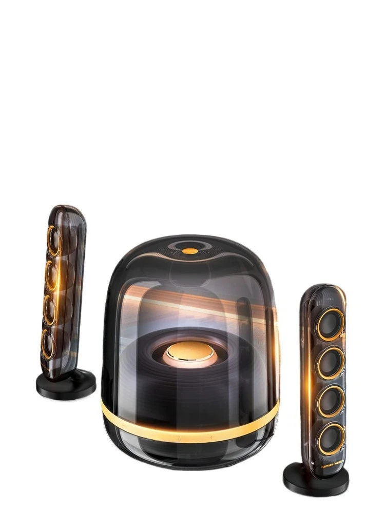 Bluetooth speaker, Crystal 4 Ink Gold, split design, downward-firing subwoofer