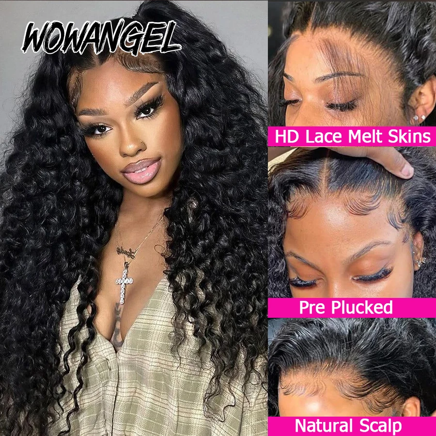 Wow Angel 13X6 HD Lace Frontal Wigs Burmese Curly 250% HD Lace Front Wigs Human Hair Pre Plucked Brazilian Wave Wigs For Women